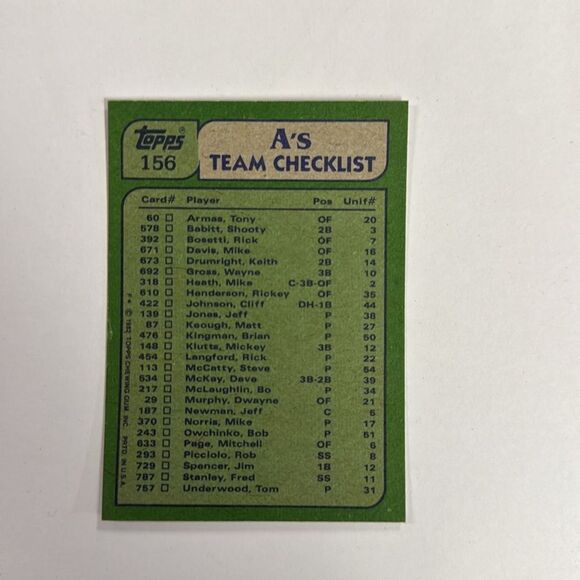 1982 topps 's leaders rickey henderson #156 mint condition rare - Picture 3 of 3
